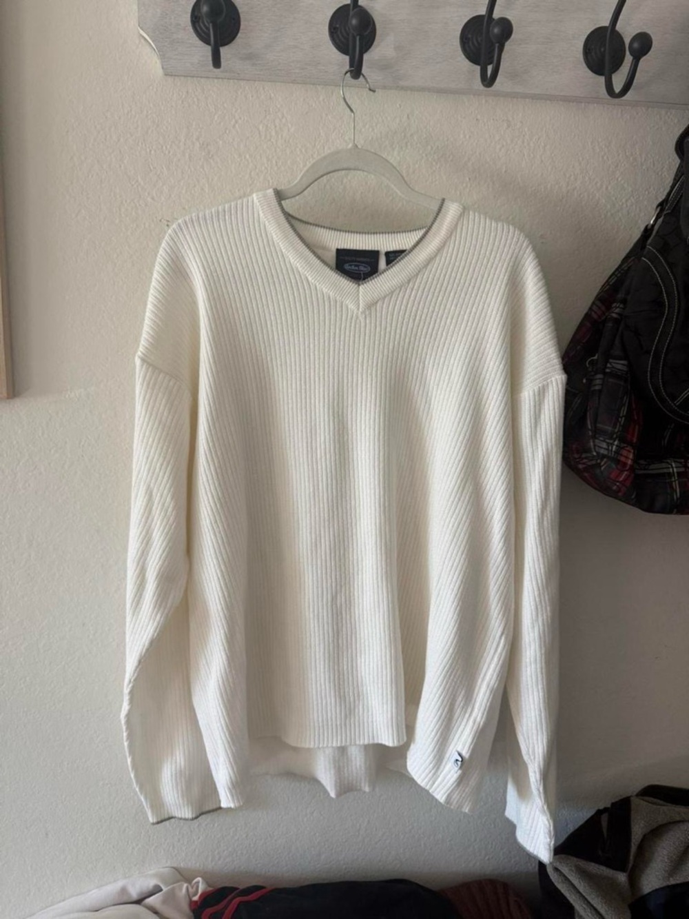 Anchor Blue Cream V-Neck Ribbed Sweater